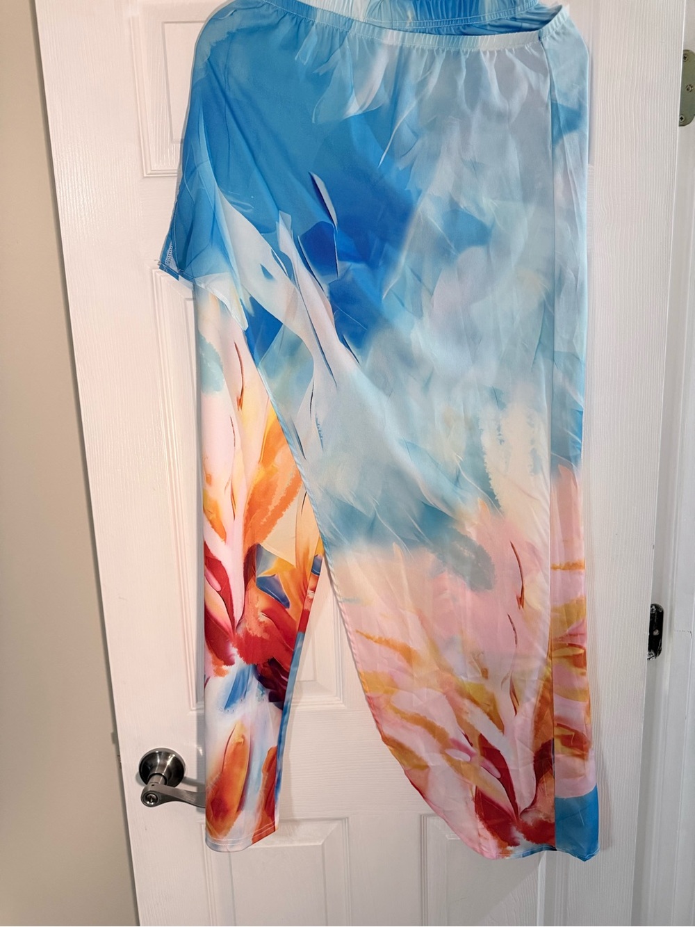 Vivid Blue Floral Two-Piece Pantsuit